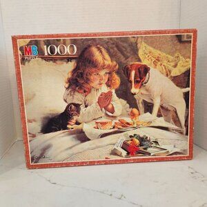 MILTON Bradley "Suspense" Charles Burton Barber 1985 Puzzle 1,000 Pieces Vintage